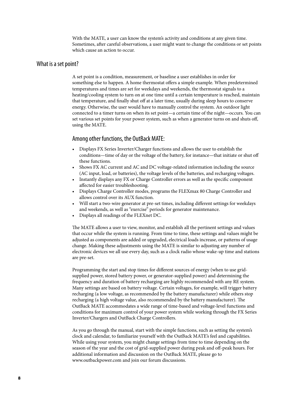 Outback Power Systems MATE2 User Manual | Page 8 / 128