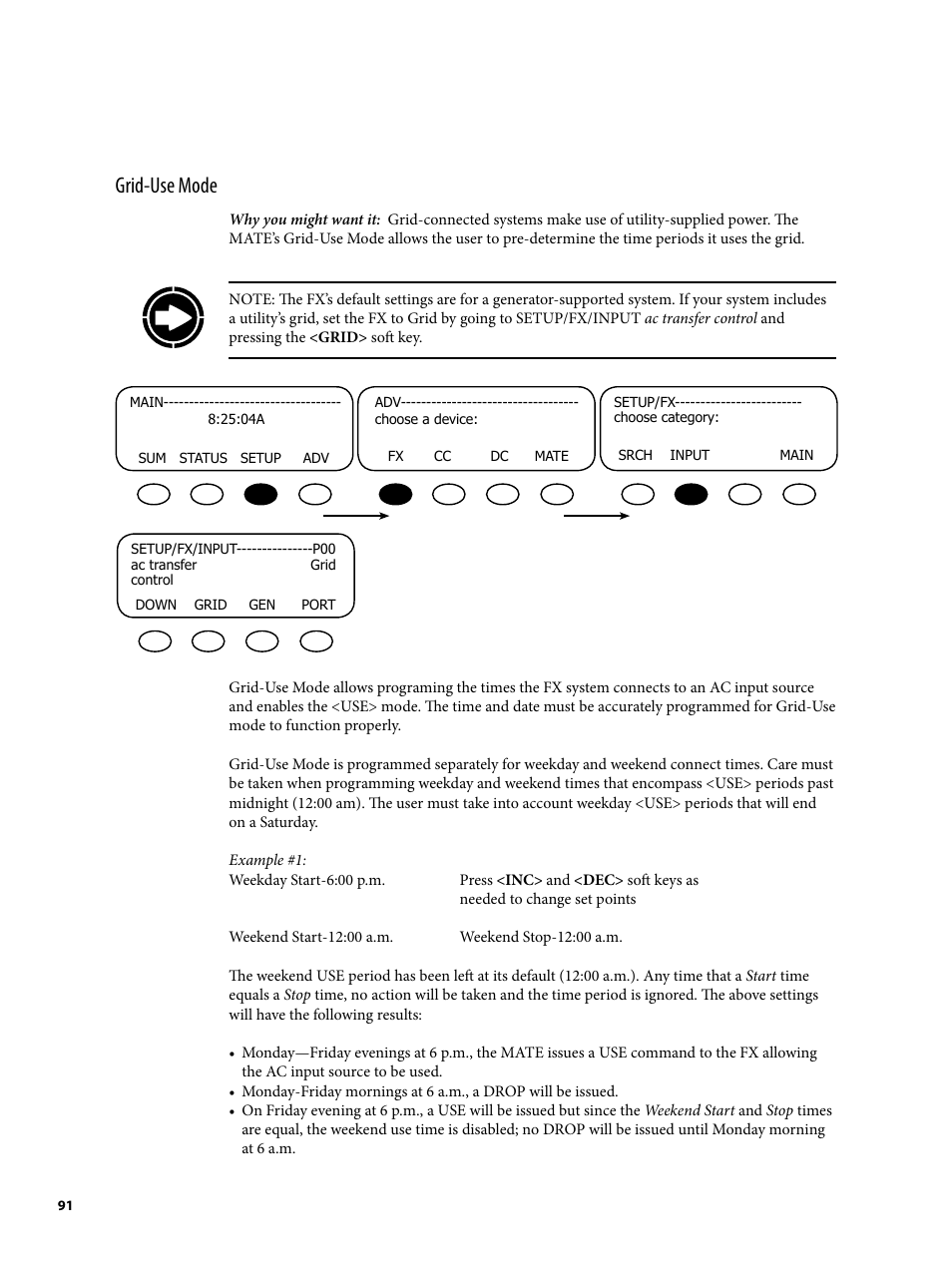Grid-use mode | Outback Power Systems MATE2 User Manual | Page 91 / 128