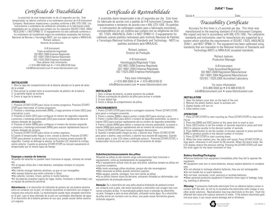 H-B Instrument 515 User Manual | 2 pages