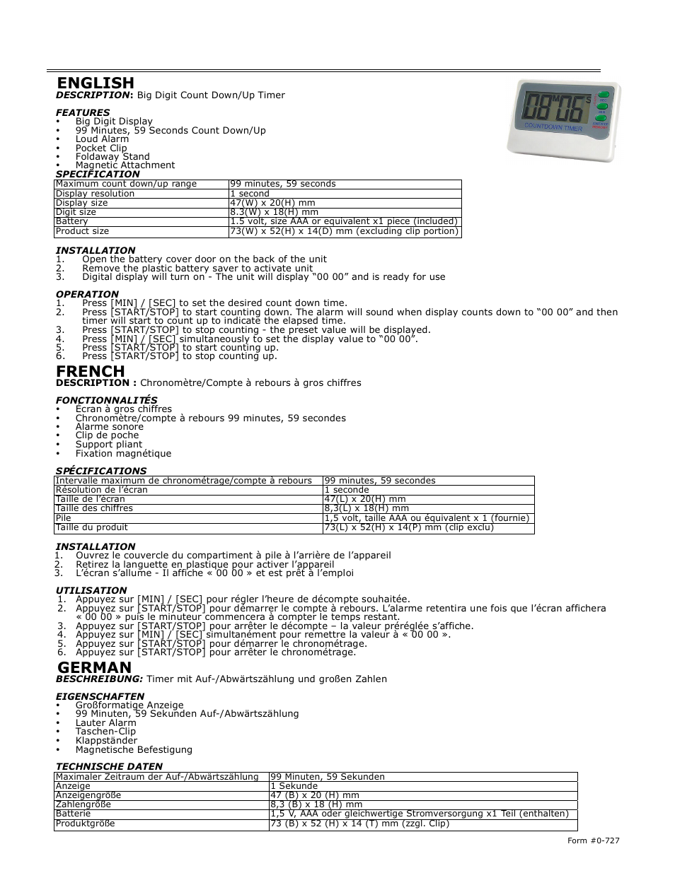 H-B Instrument 520 User Manual | 2 pages