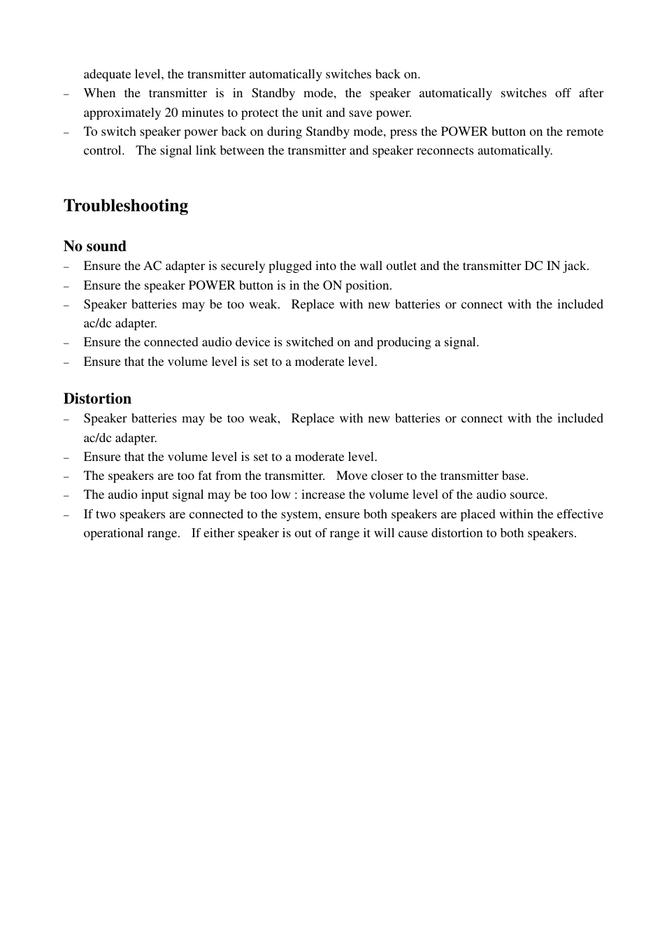 Troubleshooting, No sound, Distortion | Cables Unlimited SPK-24G User Manual | Page 7 / 8