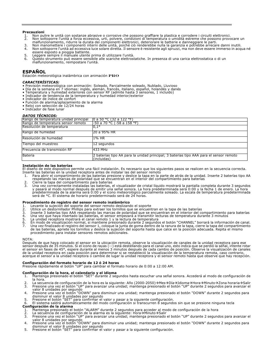 Español | H-B Instrument 691 User Manual | Page 7 / 8