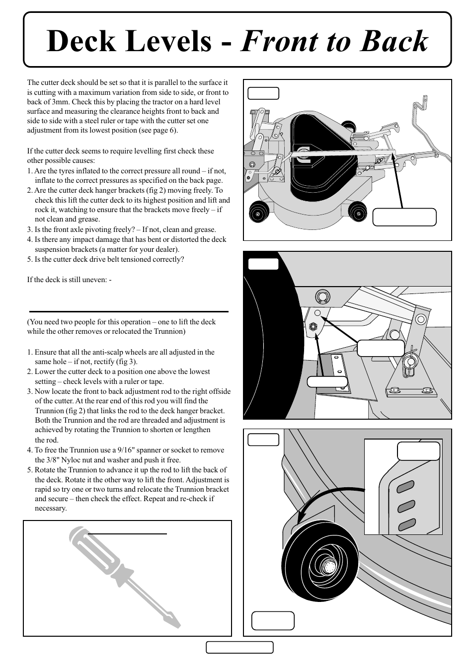 Deck levels - front to back, Tools required | Countax D50 User Manual | Page 10 / 24