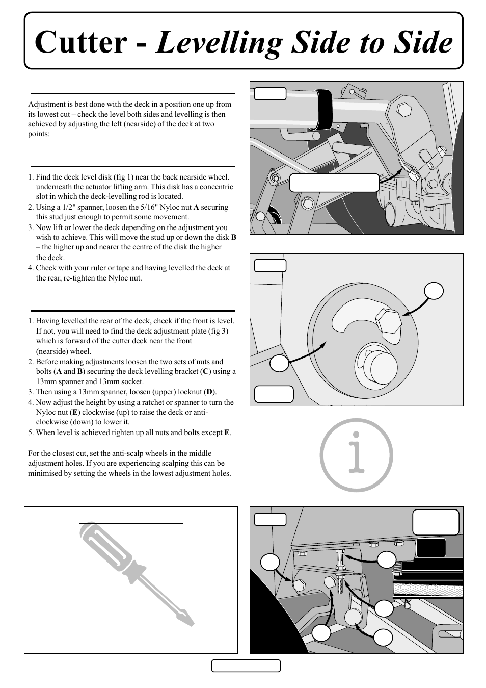 Cutter - levelling side to side, Tools required | Countax D50 User Manual | Page 11 / 24