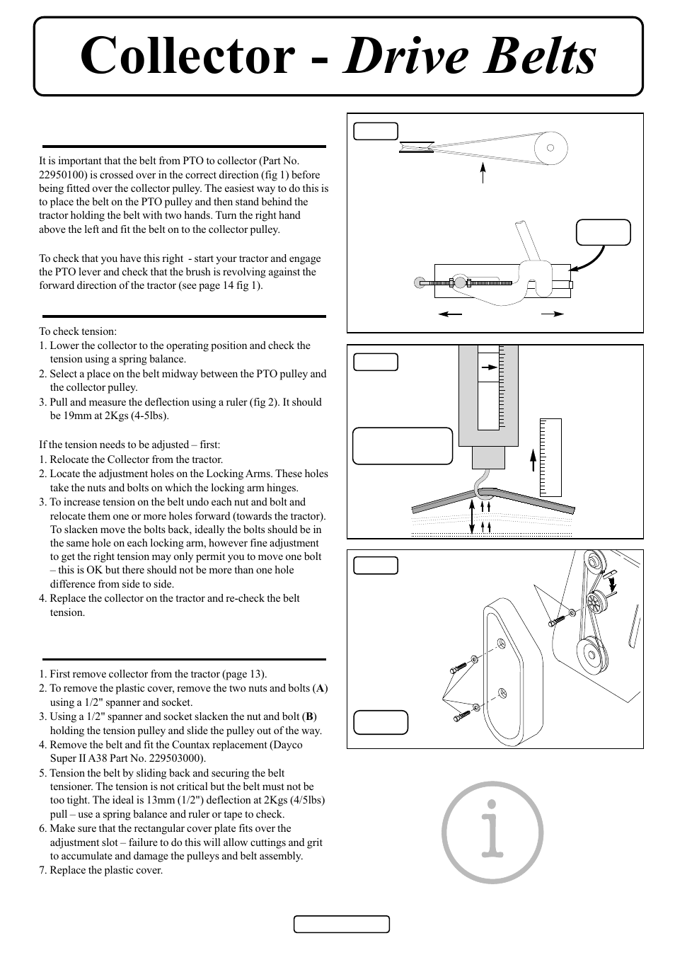 Collector - drive belts | Countax D50 User Manual | Page 15 / 24