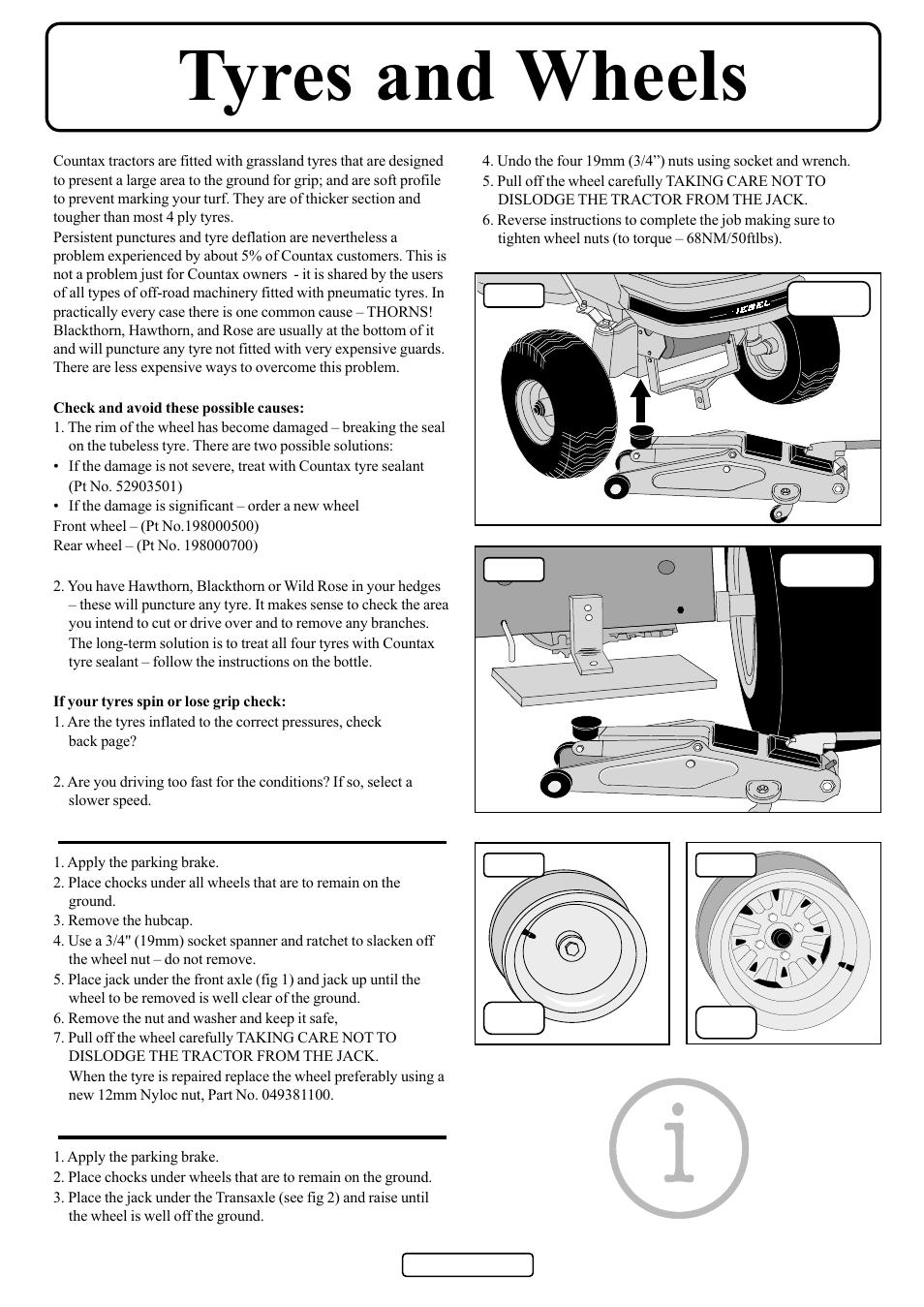 Tyres and wheels | Countax D50 User Manual | Page 17 / 24