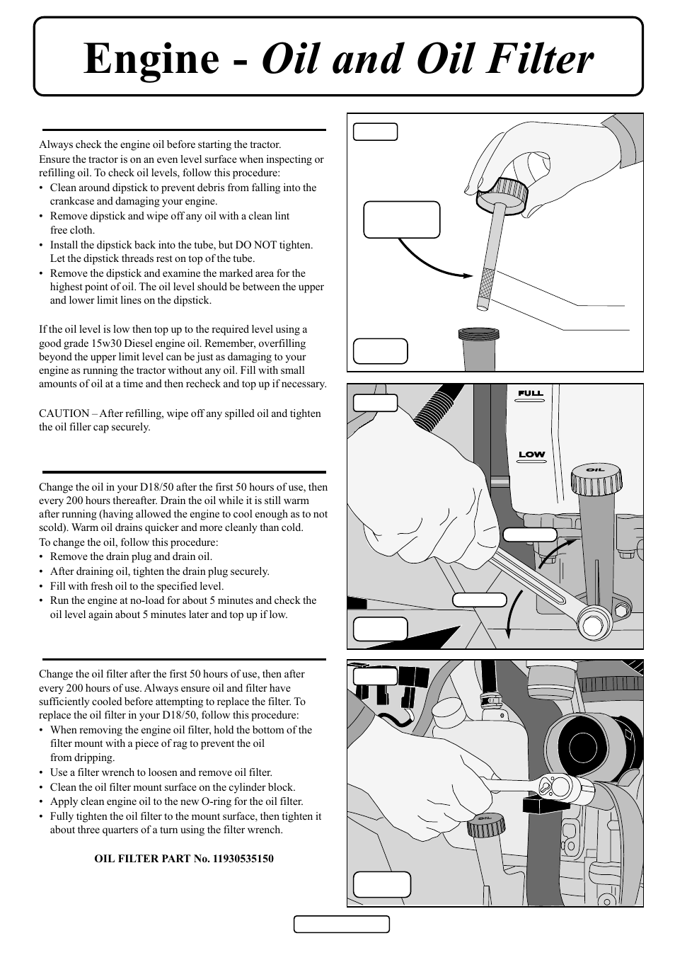 Engine - oil and oil filter, Max min | Countax D50 User Manual | Page 19 / 24