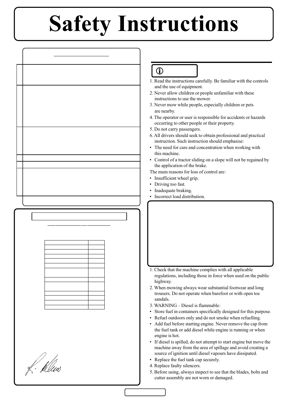 Safety instructions | Countax D50 User Manual | Page 2 / 24