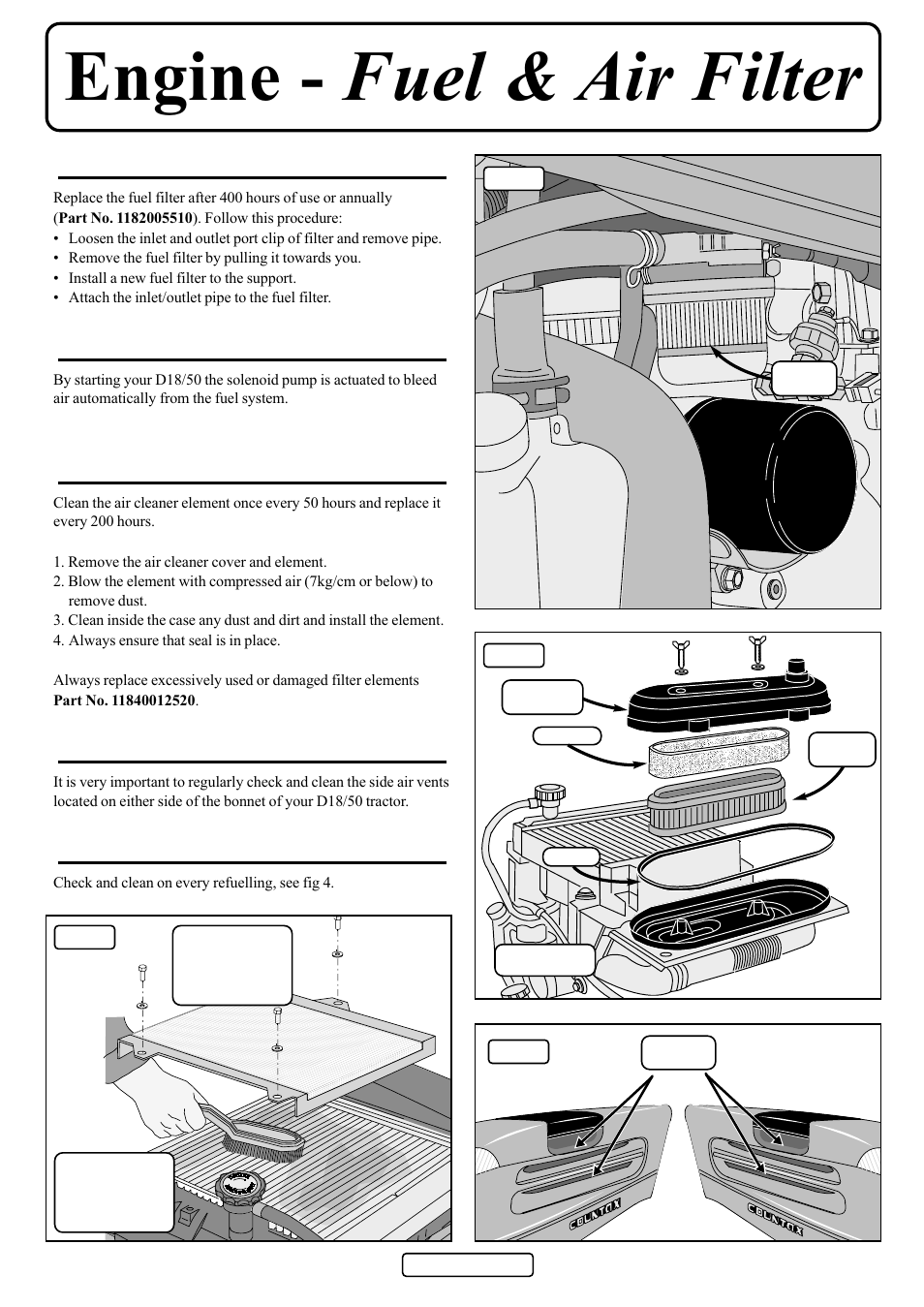 Engine - fuel & air filter | Countax D50 User Manual | Page 21 / 24