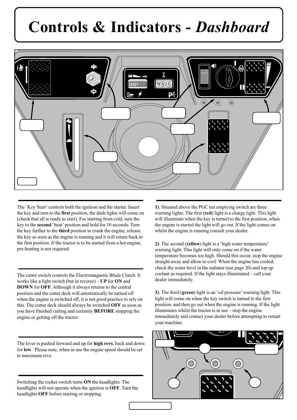 Controls & indicators - dashboard, Red yellow green | Countax D50 User Manual | Page 4 / 24