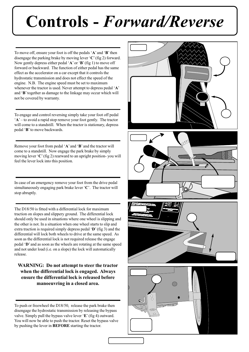 Controls - forward/reverse, Ab c e d | Countax D50 User Manual | Page 5 / 24