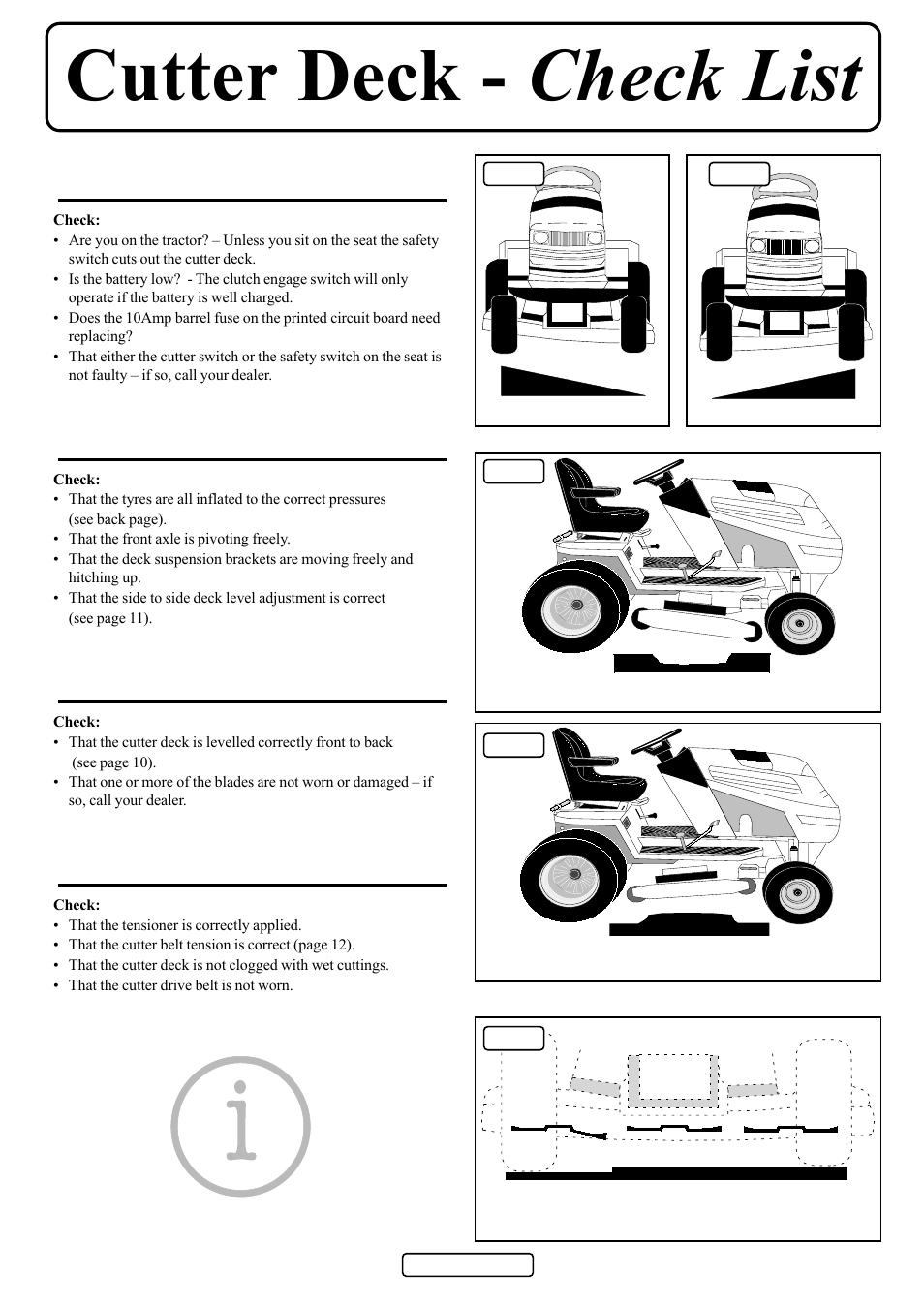 Cutter deck - check list | Countax D50 User Manual | Page 9 / 24