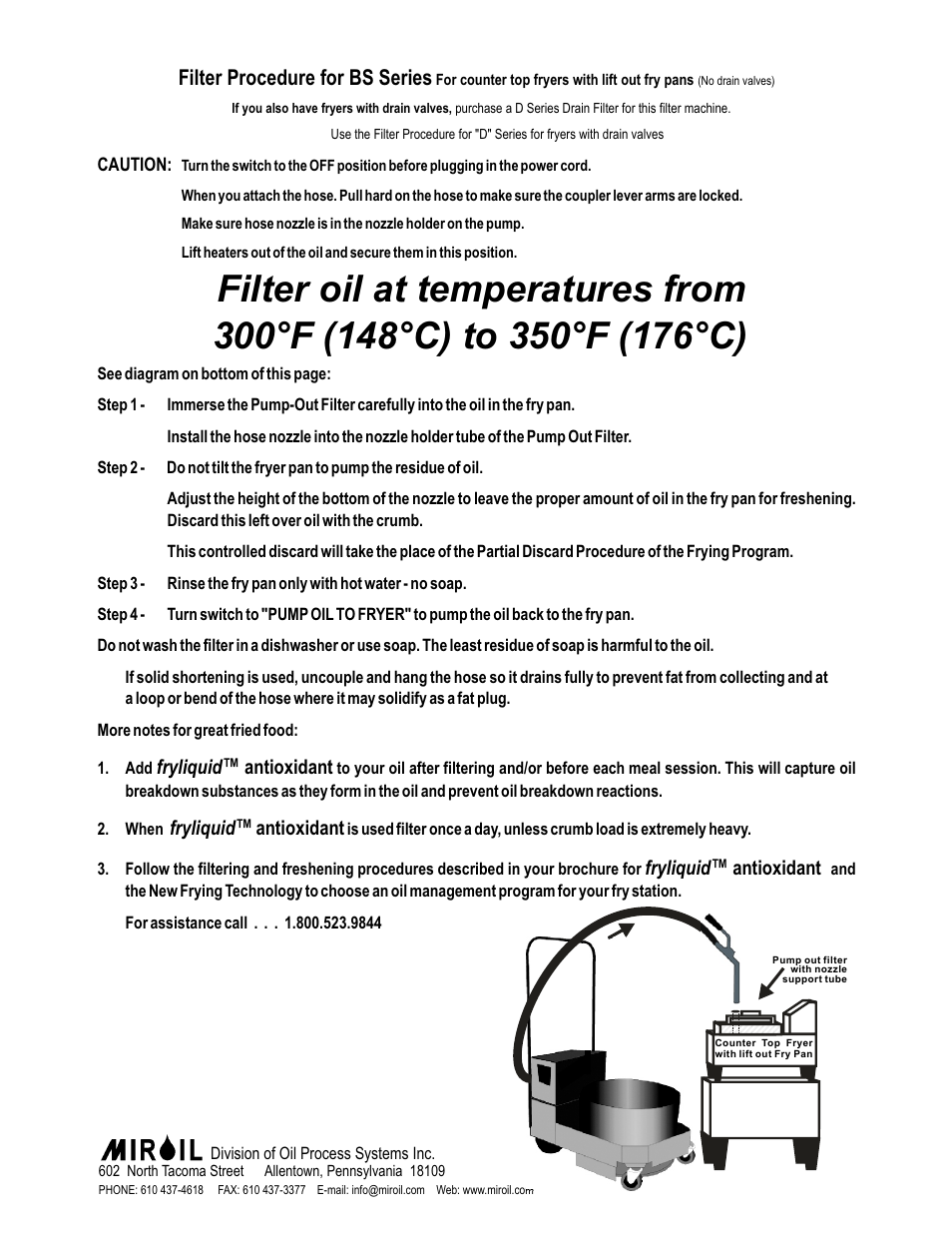 Filter procedure for bs series | MirOil BS707 User Manual | Page 7 / 7