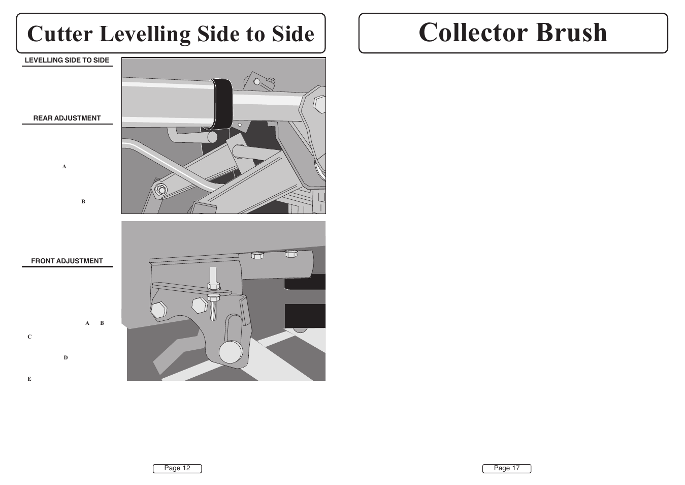 Collector brush, Cutter levelling side to side | Countax A50 User Manual | Page 12 / 14