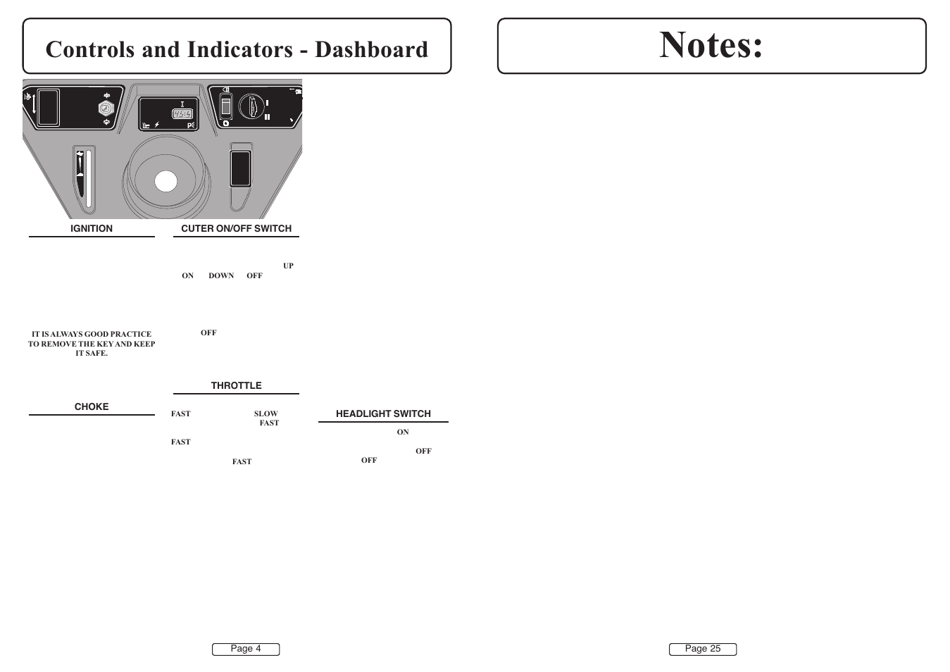 Controls and indicators - dashboard | Countax A50 User Manual | Page 4 / 14