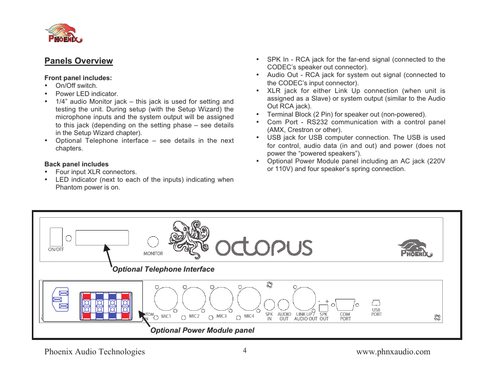 Phoenix Audio Octopus User Manual | Page 4 / 16