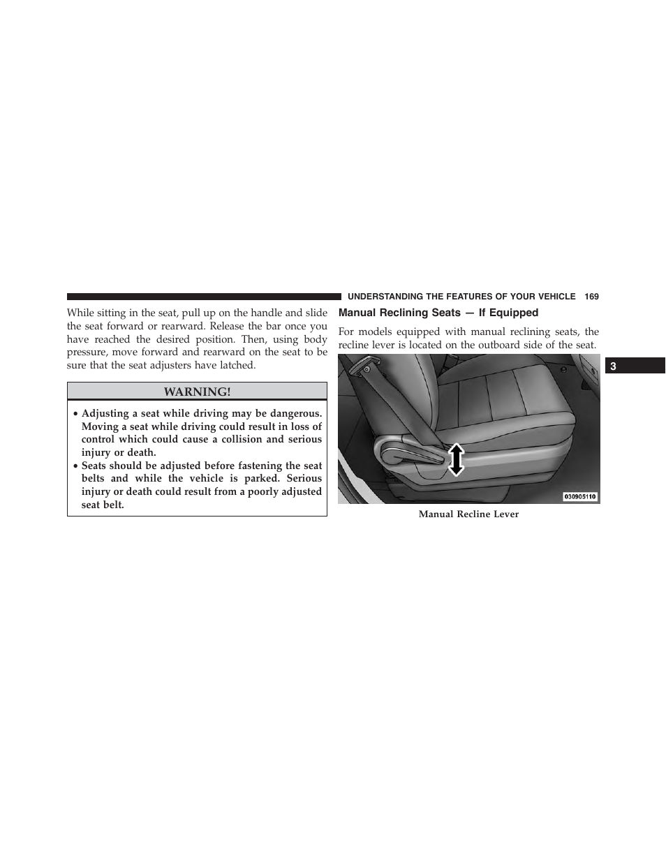 Manual reclining seats — if equipped | Ram Trucks 2015 Cargo Van Commercial - Owner Manual User Manual | Page 171 / 671