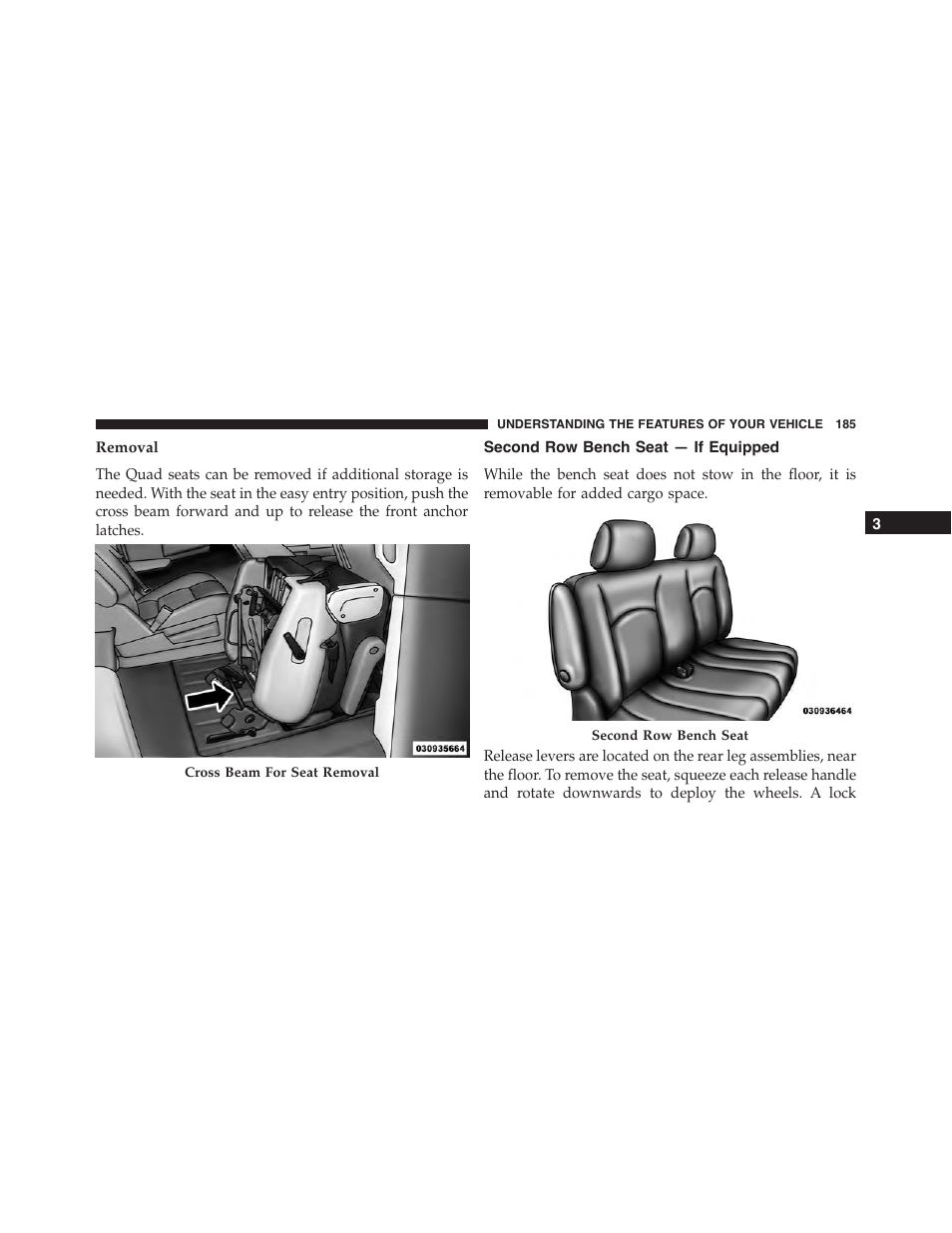 Removal, Second row bench seat — if equipped | Ram Trucks 2015 Cargo Van Commercial - Owner Manual User Manual | Page 187 / 671
