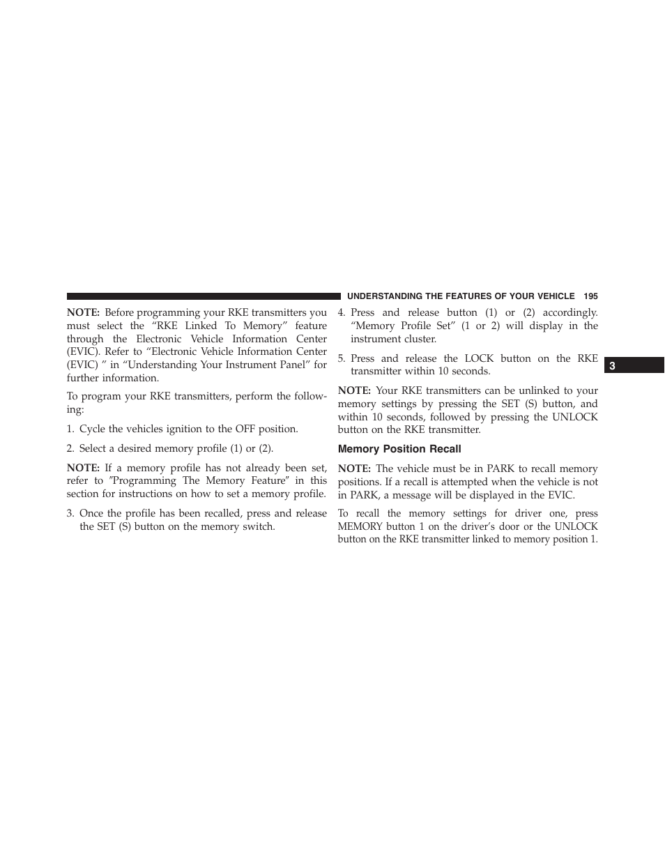 Memory position recall | Ram Trucks 2015 Cargo Van Commercial - Owner Manual User Manual | Page 197 / 671