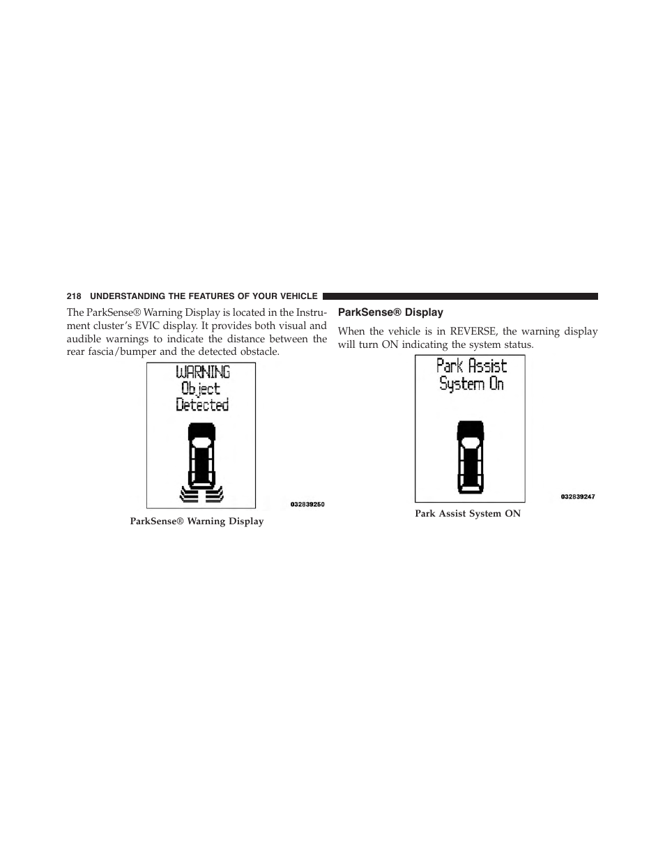 Parksense® display | Ram Trucks 2015 Cargo Van Commercial - Owner Manual User Manual | Page 220 / 671