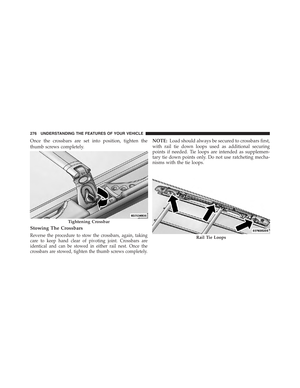 Stowing the crossbars | Ram Trucks 2015 Cargo Van Commercial - Owner Manual User Manual | Page 278 / 671