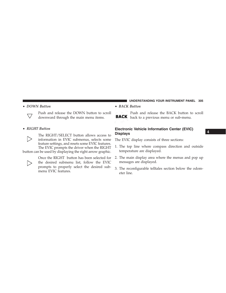 Electronic vehicle information center (evic), Displays | Ram Trucks 2015 Cargo Van Commercial - Owner Manual User Manual | Page 307 / 671