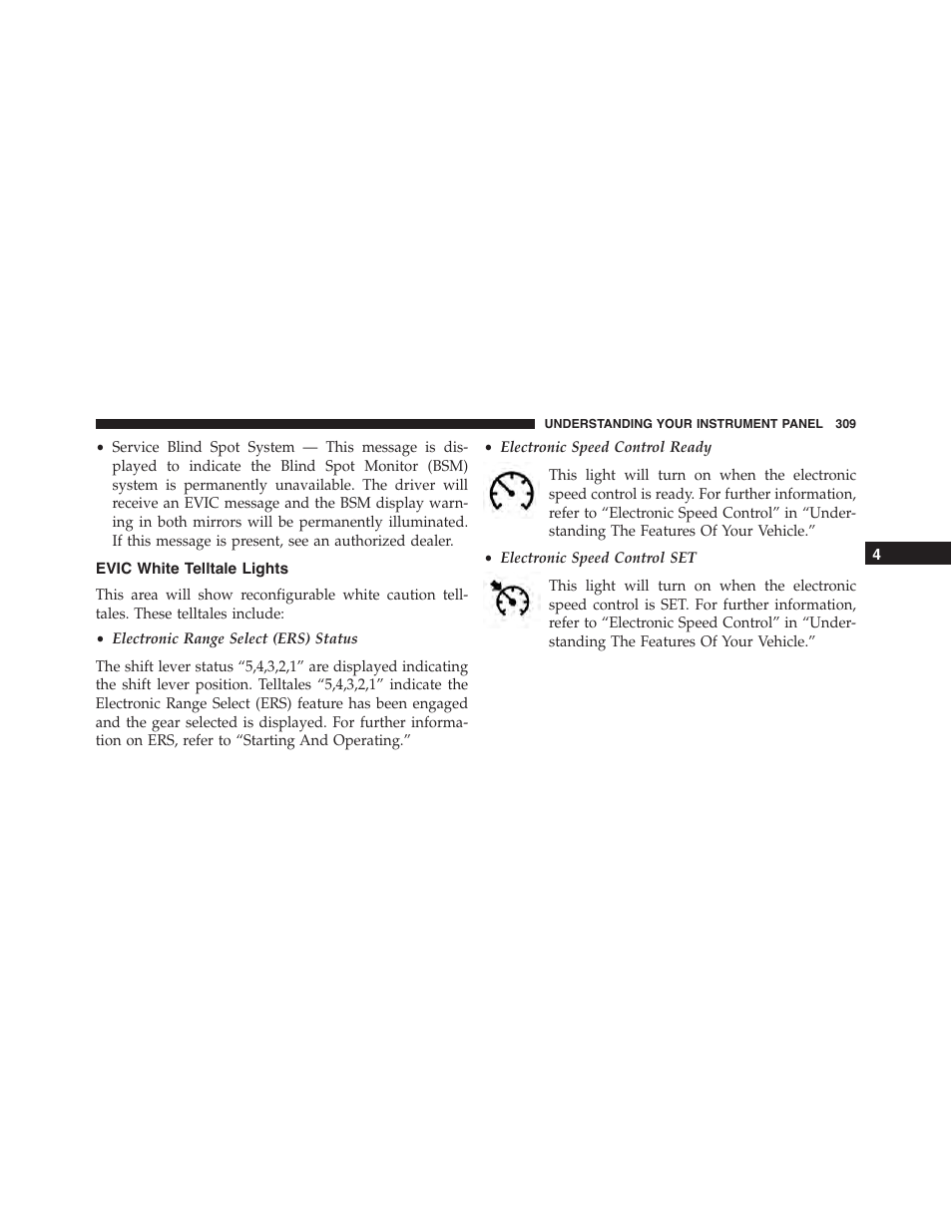 Evic white telltale lights | Ram Trucks 2015 Cargo Van Commercial - Owner Manual User Manual | Page 311 / 671