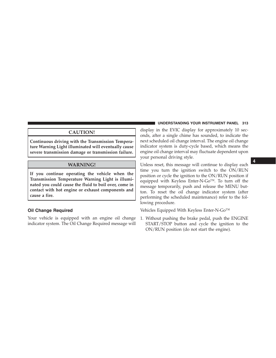 Oil change required | Ram Trucks 2015 Cargo Van Commercial - Owner Manual User Manual | Page 315 / 671