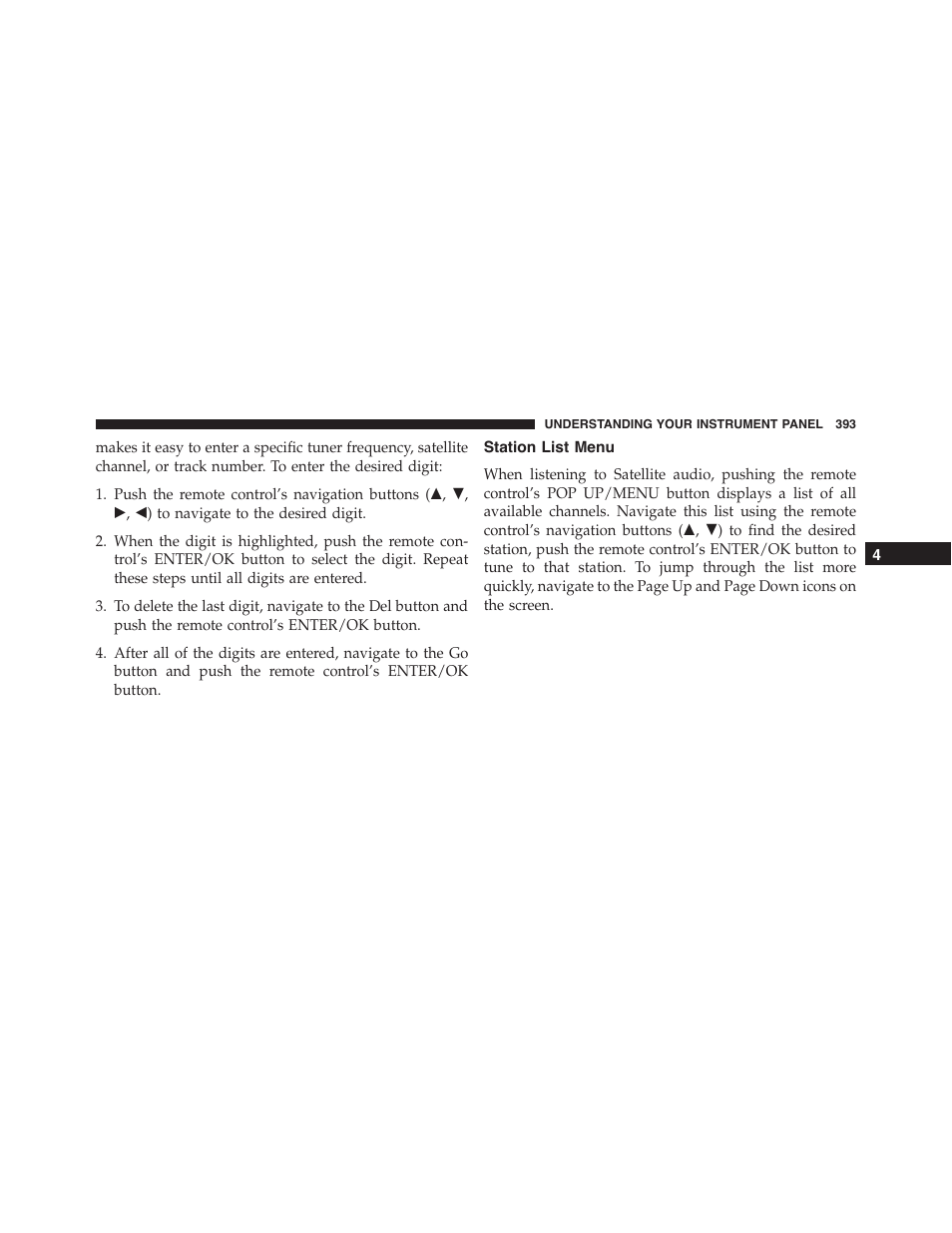 Station list menu | Ram Trucks 2015 Cargo Van Commercial - Owner Manual User Manual | Page 395 / 671