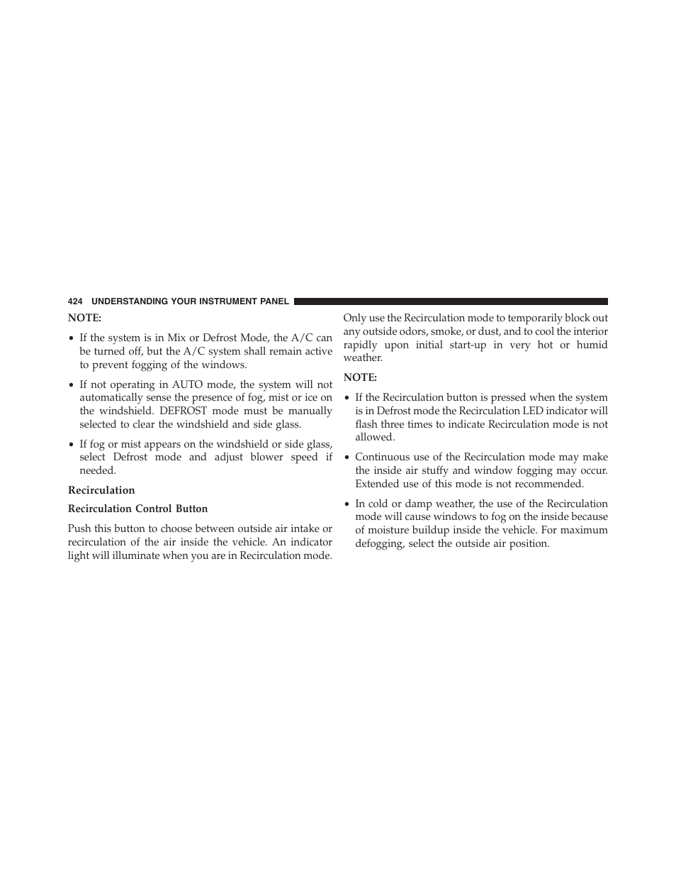 Recirculation | Ram Trucks 2015 Cargo Van Commercial - Owner Manual User Manual | Page 426 / 671