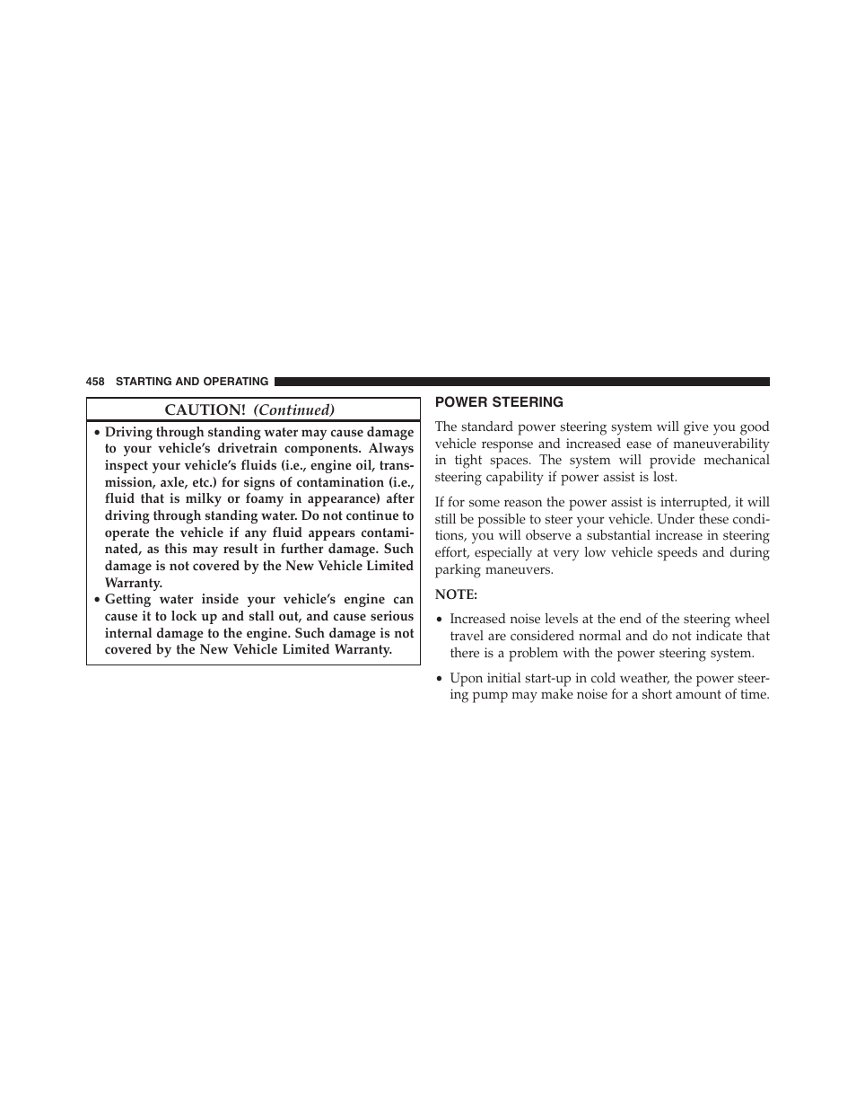 Power steering | Ram Trucks 2015 Cargo Van Commercial - Owner Manual User Manual | Page 460 / 671