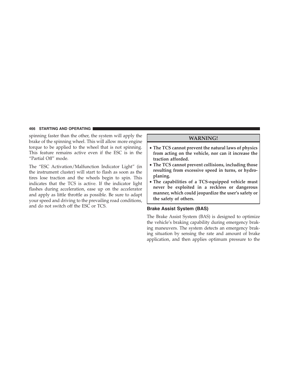 Brake assist system (bas) | Ram Trucks 2015 Cargo Van Commercial - Owner Manual User Manual | Page 468 / 671