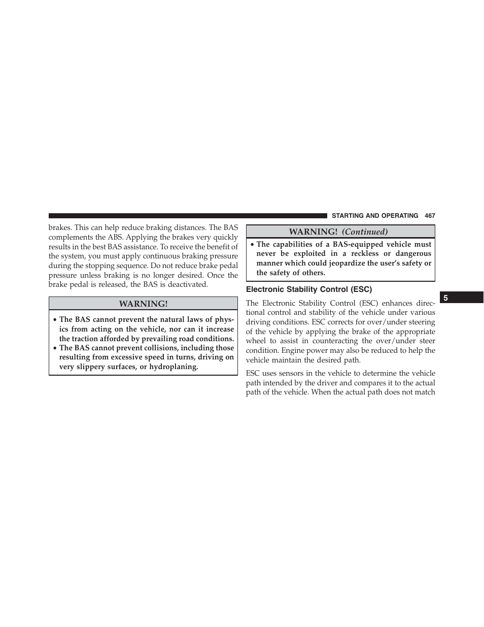 Electronic stability control (esc) | Ram Trucks 2015 Cargo Van Commercial - Owner Manual User Manual | Page 469 / 671