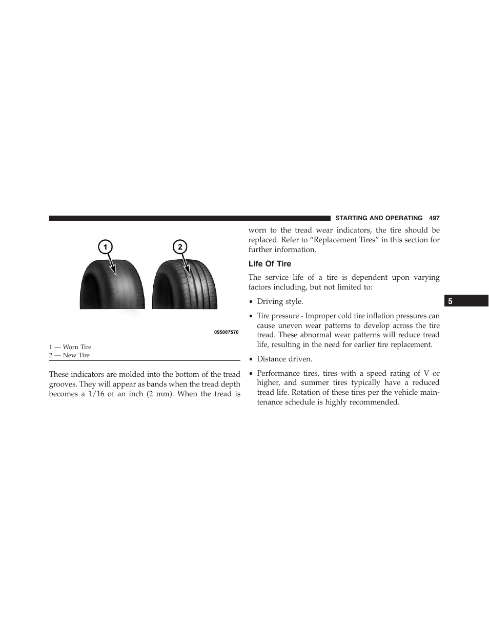 Life of tire | Ram Trucks 2015 Cargo Van Commercial - Owner Manual User Manual | Page 499 / 671