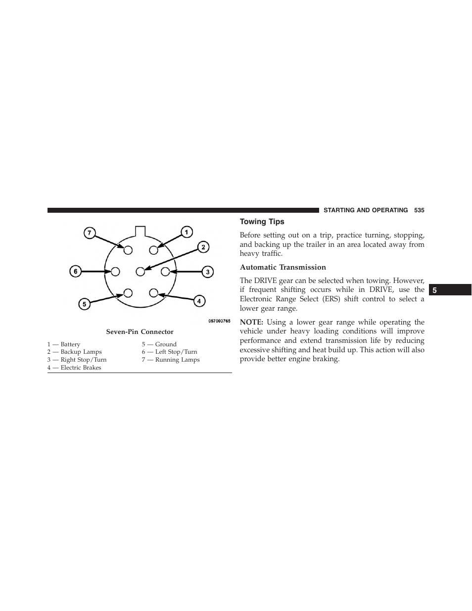 Towing tips, Automatic transmission | Ram Trucks 2015 Cargo Van Commercial - Owner Manual User Manual | Page 537 / 671