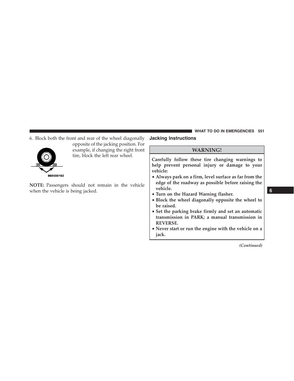 Jacking instructions | Ram Trucks 2015 Cargo Van Commercial - Owner Manual User Manual | Page 553 / 671