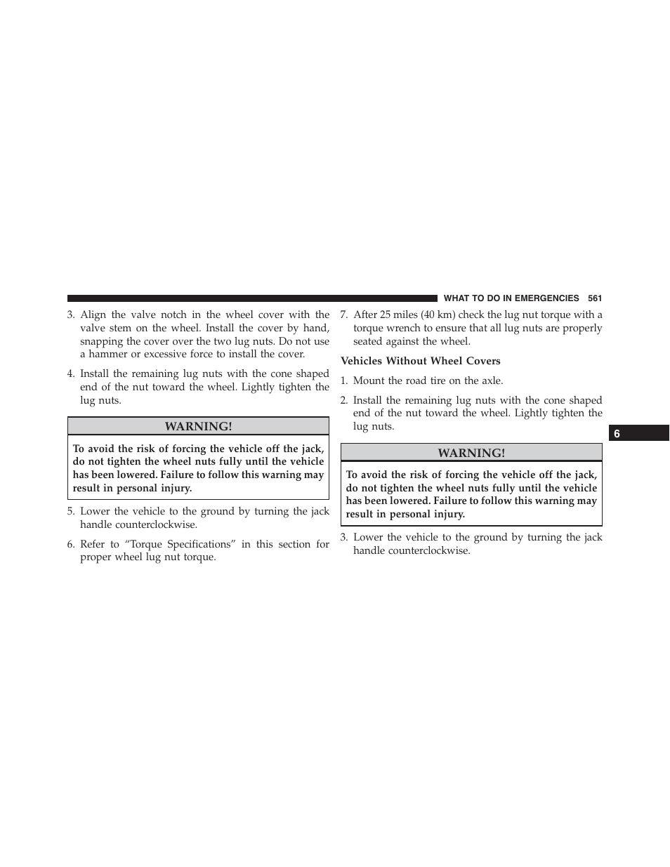 Vehicles without wheel covers | Ram Trucks 2015 Cargo Van Commercial - Owner Manual User Manual | Page 563 / 671