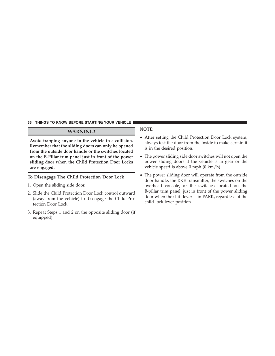 To disengage the child protection door lock | Ram Trucks 2015 Cargo Van Commercial - Owner Manual User Manual | Page 58 / 671