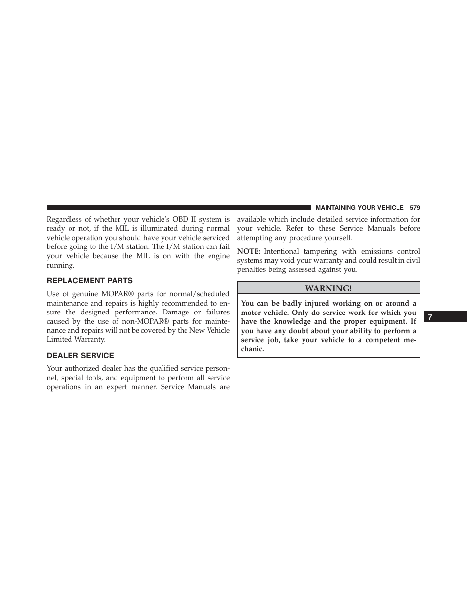 Replacement parts, Dealer service | Ram Trucks 2015 Cargo Van Commercial - Owner Manual User Manual | Page 581 / 671