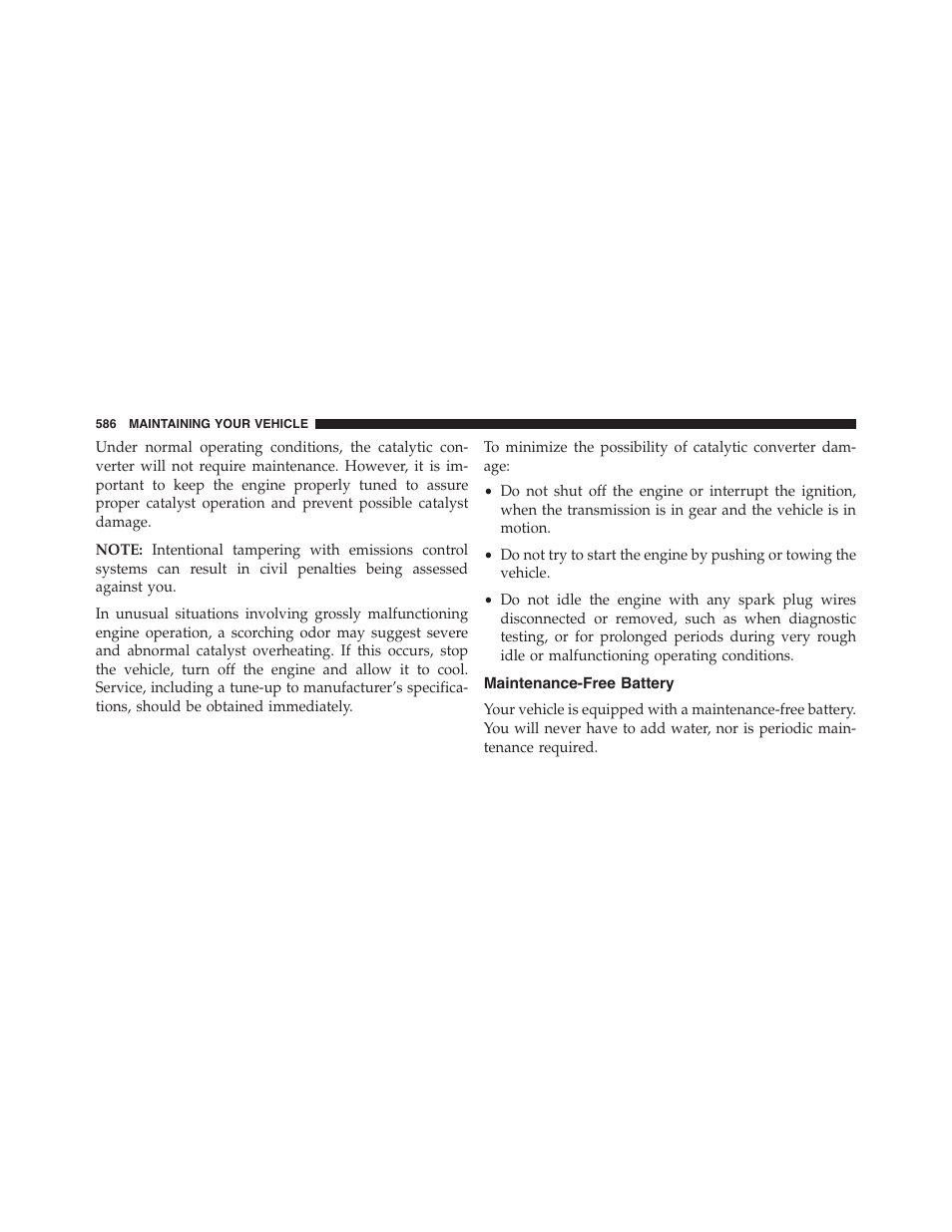 Maintenance-free battery | Ram Trucks 2015 Cargo Van Commercial - Owner Manual User Manual | Page 588 / 671