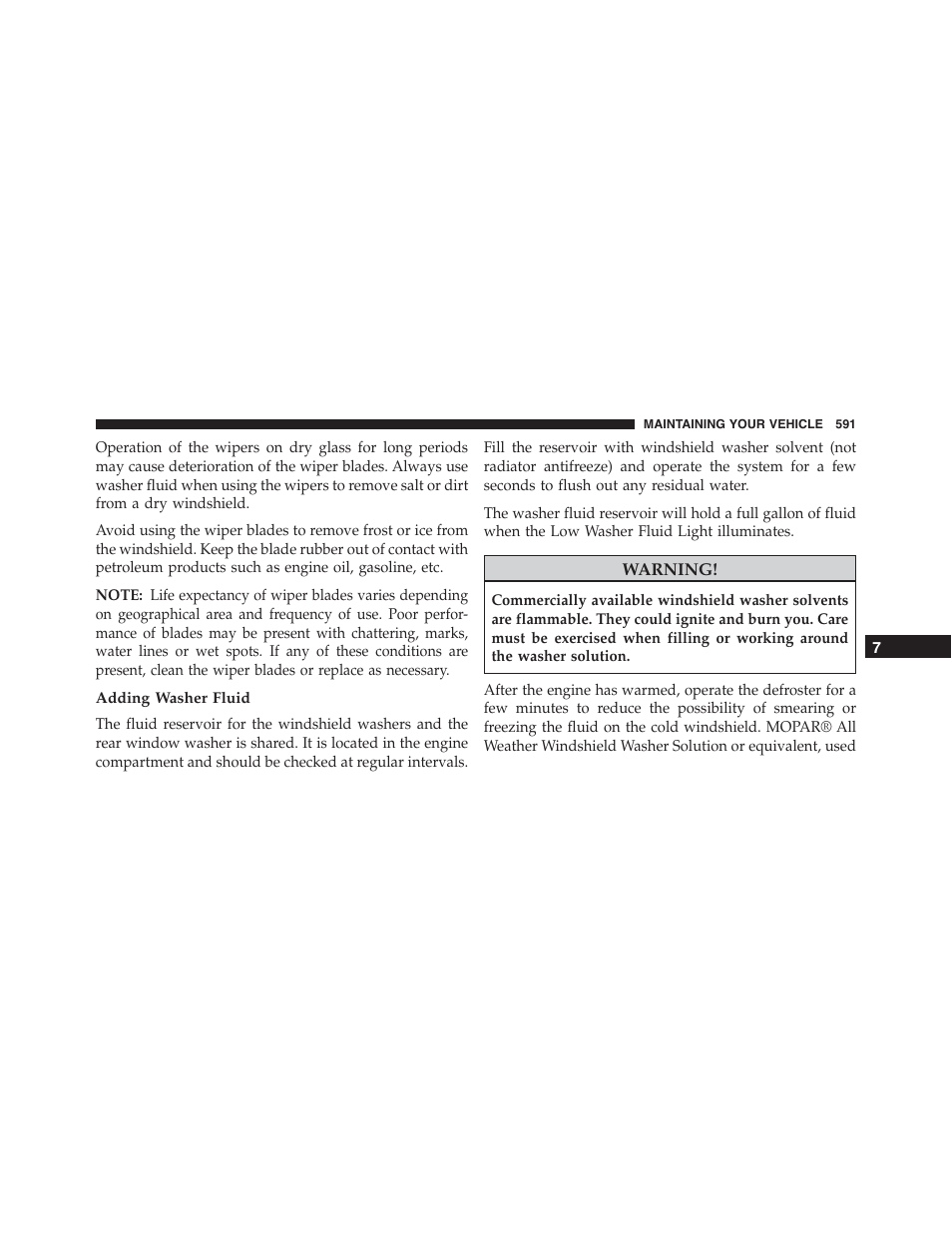 Adding washer fluid | Ram Trucks 2015 Cargo Van Commercial - Owner Manual User Manual | Page 593 / 671