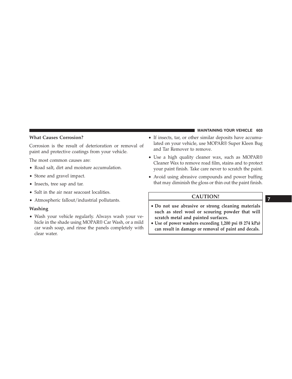 What causes corrosion, Washing | Ram Trucks 2015 Cargo Van Commercial - Owner Manual User Manual | Page 605 / 671