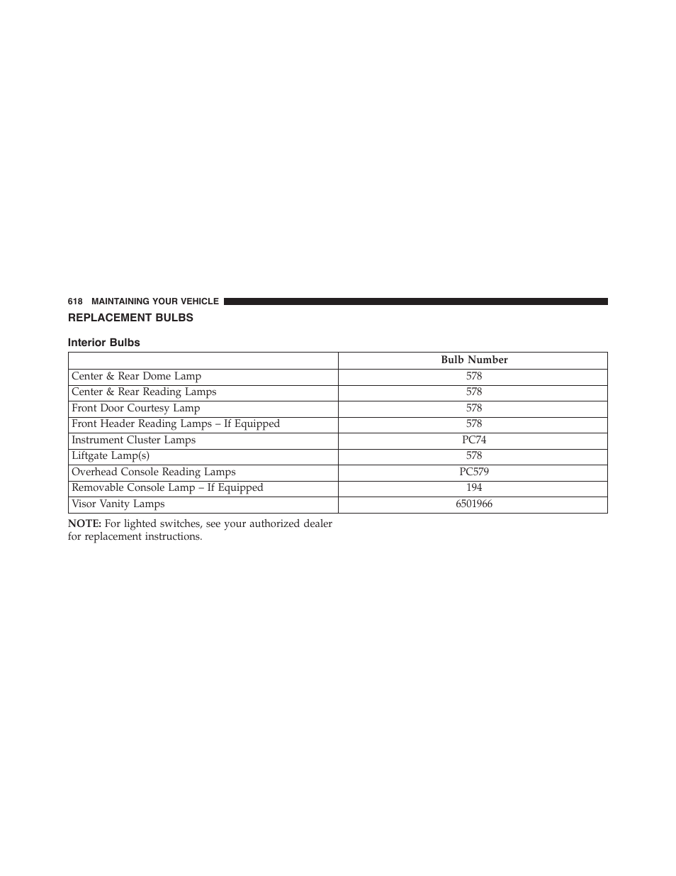 Replacement bulbs | Ram Trucks 2015 Cargo Van Commercial - Owner Manual User Manual | Page 620 / 671