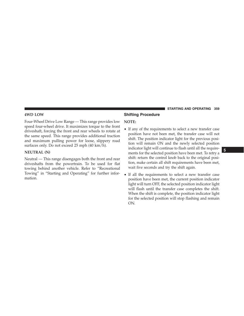 Shifting procedure | Ram Trucks 2015 Chassis Cab Commercial - Owner Manual User Manual | Page 361 / 599