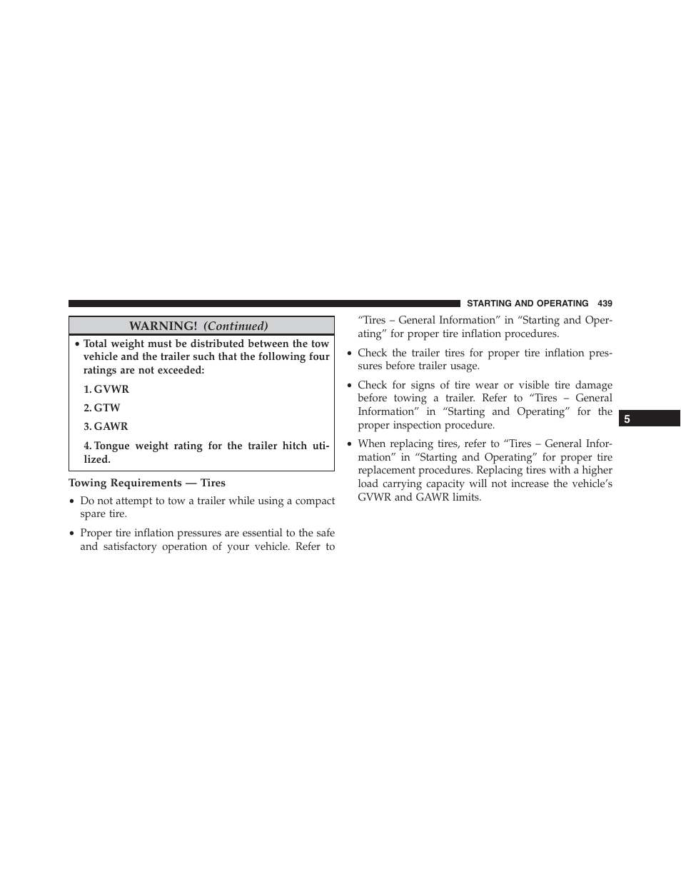 Towing requirements — tires | Ram Trucks 2015 Chassis Cab Commercial - Owner Manual User Manual | Page 441 / 599