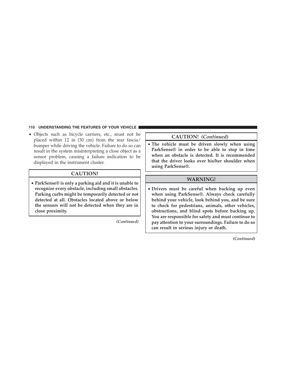 Ram Trucks 2015 ProMaster - Owner Manual User Manual | Page 112 / 431