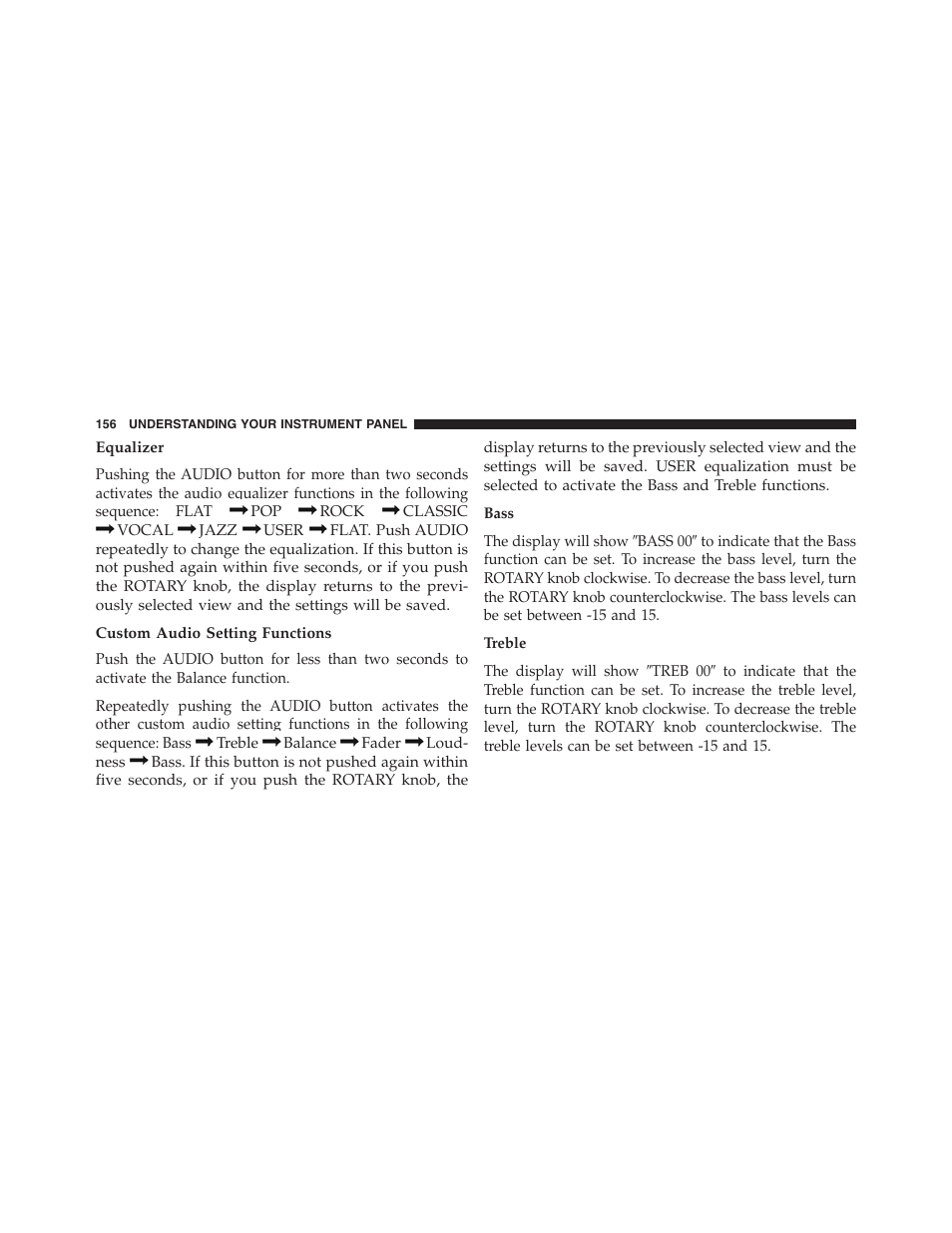 Equalizer, Custom audio setting functions | Ram Trucks 2015 ProMaster - Owner Manual User Manual | Page 158 / 431