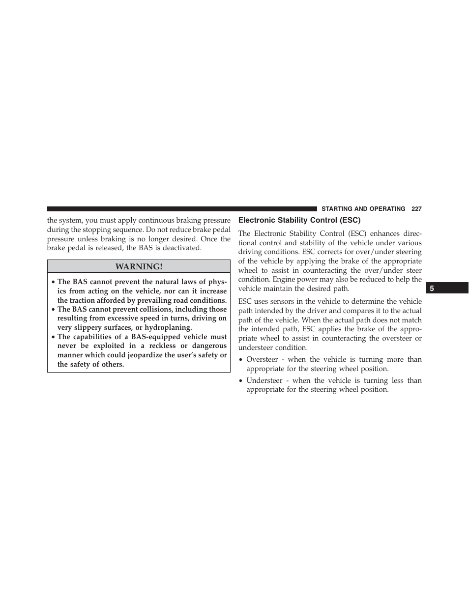 Electronic stability control (esc) | Ram Trucks 2015 ProMaster - Owner Manual User Manual | Page 229 / 431