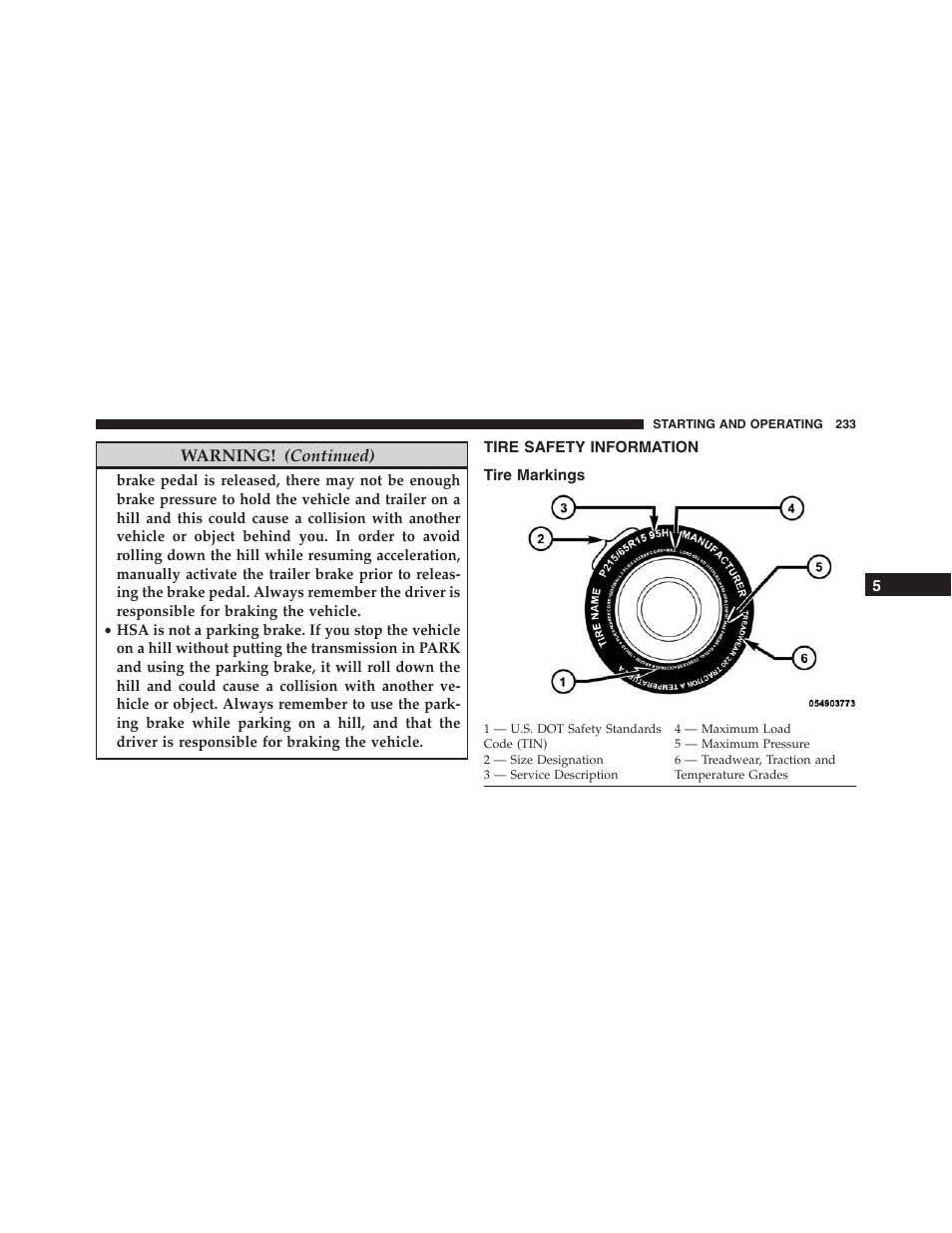 Tire safety information, Tire markings | Ram Trucks 2015 ProMaster - Owner Manual User Manual | Page 235 / 431