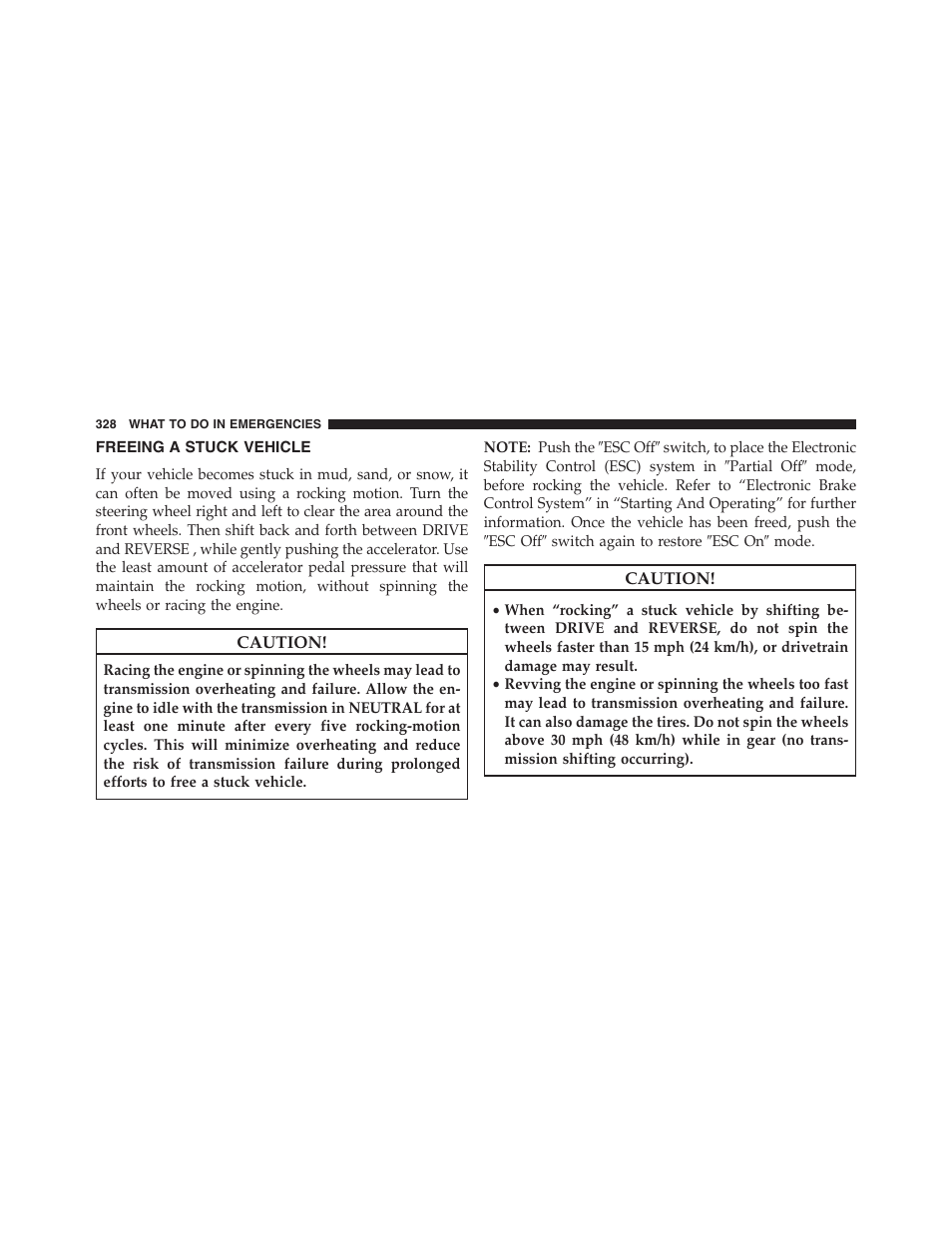 Freeing a stuck vehicle | Ram Trucks 2015 ProMaster - Owner Manual User Manual | Page 330 / 431